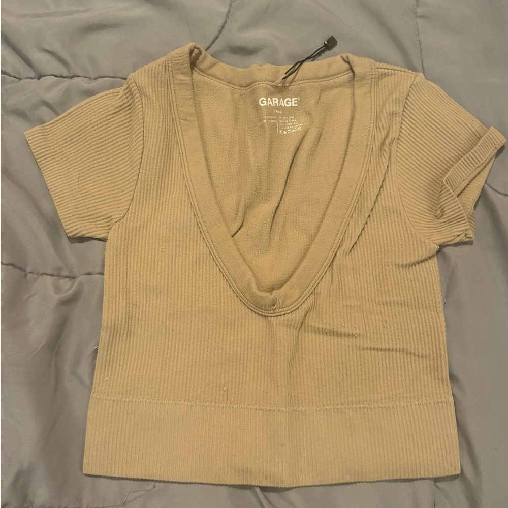 Garage Beige Ribbed Crop Top - Picture 7 of 10